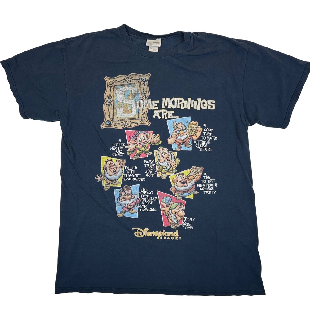 Disneyland Resort Seven Dwarfs Some Mornings Are Navy Blue Graphic PJ VTG 90s